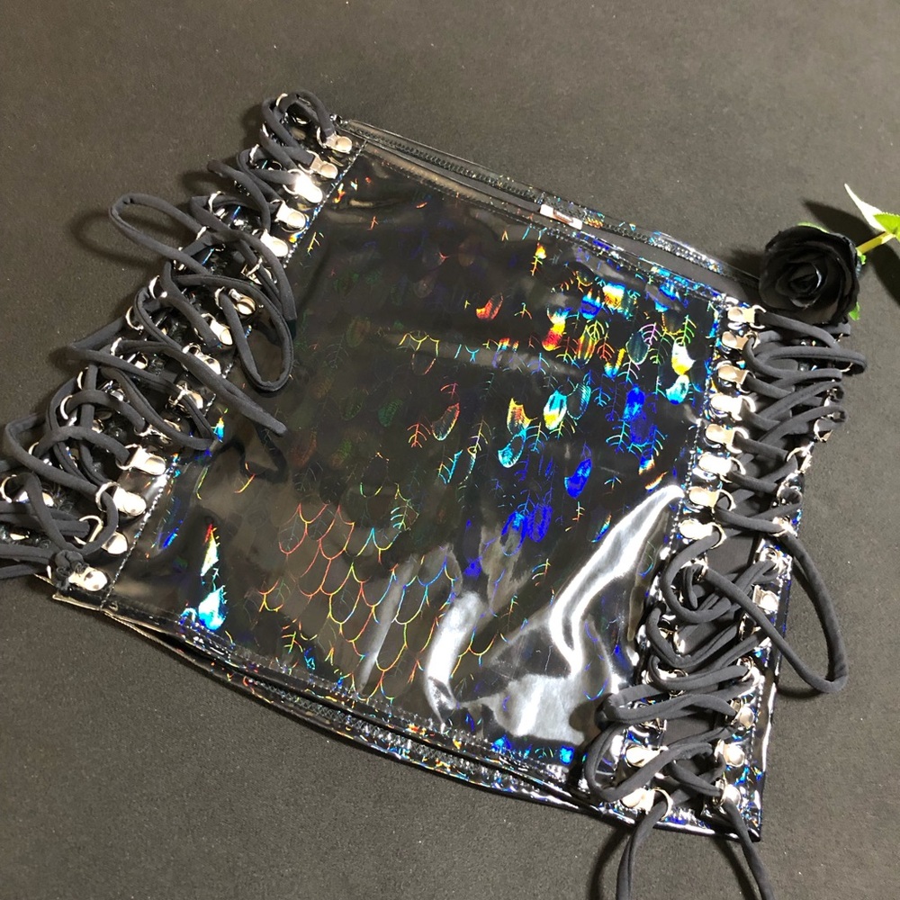 Dolls Kill Black Mini Skirt Edgy Futuristic Design